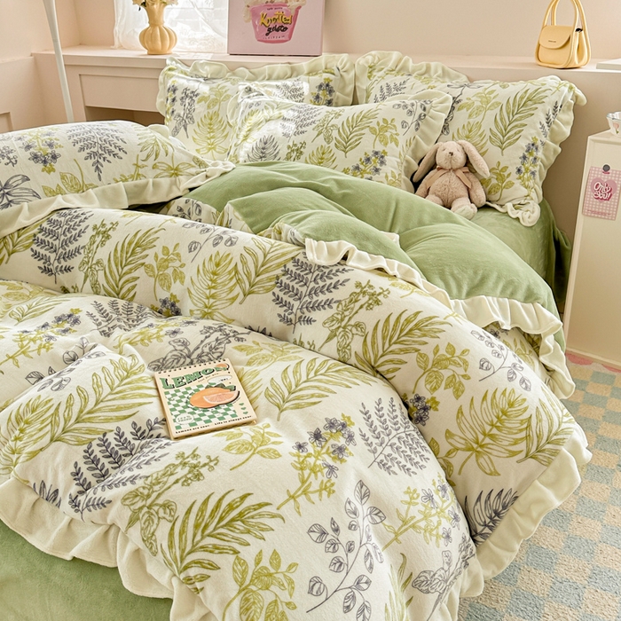 91家纺网 家纺一手货源 找家纺 典曼家纺 2024新款A类韩版牛奶绒四件套 绿野仙踪