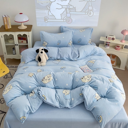 91家纺网 家纺一手货源 找家纺 （总）乐童家纺 2024新款跑量款牛奶绒床裙四件套