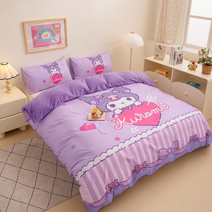 91家纺网 家纺一手货源 找家纺 睡棉坊 2024新款库洛米正版带标可拆洗冬被A版全棉13070B版豆豆绒单被套绒被子 甜心库洛米