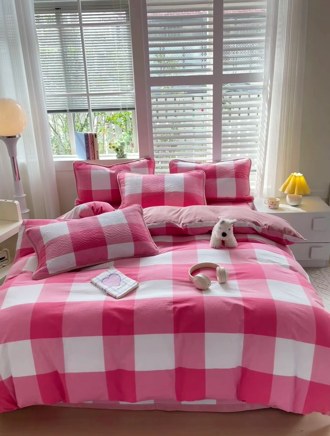 91家纺网 家纺一手货源 找家纺 羽爱家纺 2024新款全棉色织水洗宝宝绒床盖四件套 红格