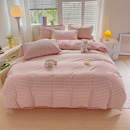 羽爱家纺 2024新款全棉色织水洗宝宝绒床盖四件套 玉格格