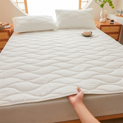 3C 新款A类无染全棉抑菌棉花夹棉床护垫 无染-云朵白