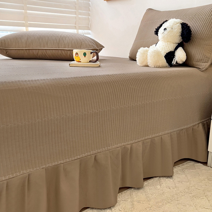 91家纺网 家纺一手货源 找家纺 羽爱2024新款A类全棉纯色榻榻米床盖咖啡色