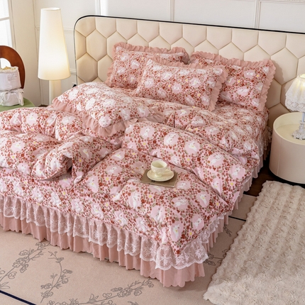 美莱家纺 2024直播热款加厚秋冬牛奶绒床盖单件床罩床盖四件套 小桃兔兔