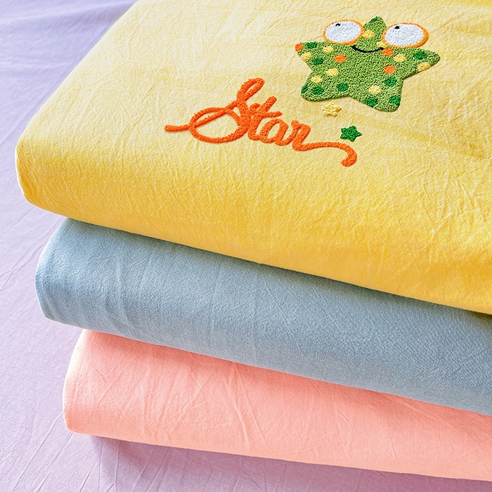 91家纺网 家纺一手货源 找家纺 3C 2024新款全棉色织水洗棉可爱毛巾绣床笠 组合图