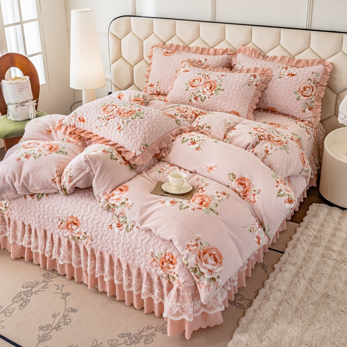 91家纺网 家纺一手货源 找家纺 美莱家纺 2024直播热款加厚秋冬牛奶绒床盖单件床罩床盖四件套 一枝独秀