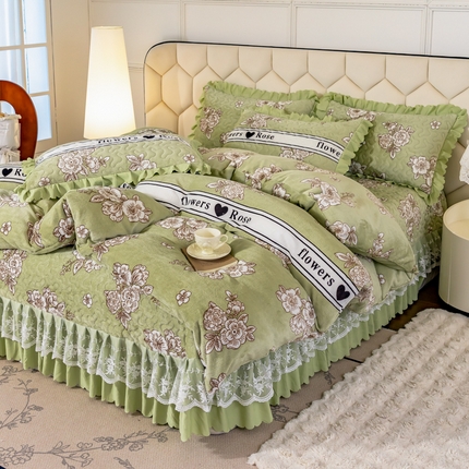 美莱家纺 2024直播热款加厚秋冬牛奶绒床盖单件床罩床盖四件套 绿野仙踪