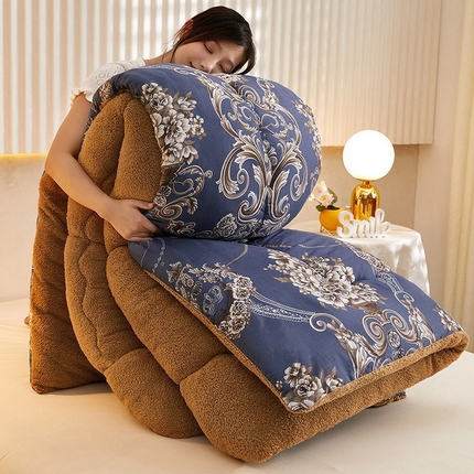 91家纺网 家纺一手货源 找家纺 无瑕家居 2024新款冬被羊羔绒冬被跨境直播得物小红书磨毛印花冬被被芯垫被床褥 羊羔绒-欧式富贵