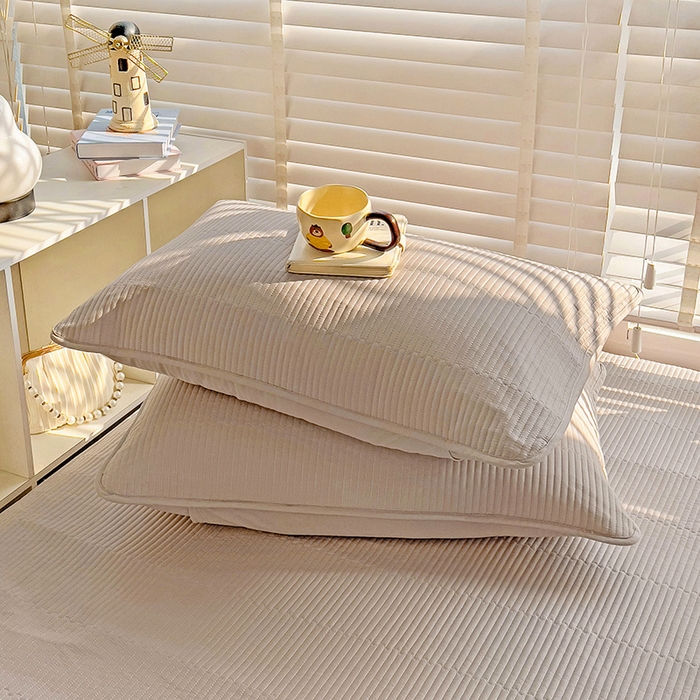 91家纺网 家纺一手货源 找家纺 羽爱2024新款A类全棉纯色榻榻米床盖香槟色