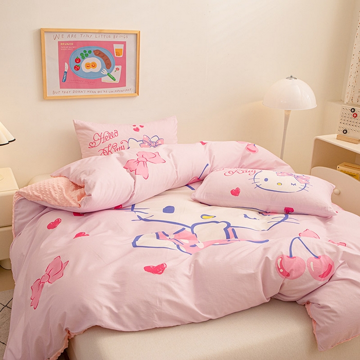 91家纺网 家纺一手货源 找家纺 睡棉坊 2024新款库洛米正版带标可拆洗冬被A版全棉13070B版豆豆绒单被套绒被子 甜心凯蒂