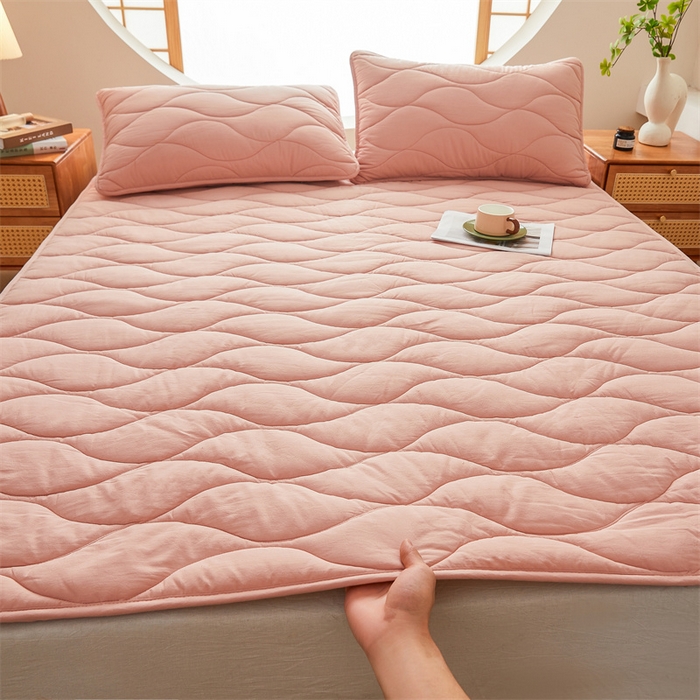 91家纺网 家纺一手货源 找家纺 3C 新款A类无染全棉抑菌棉花夹棉床护垫 无染-凤仙粉