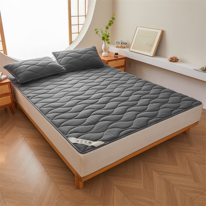 91家纺网 家纺一手货源 找家纺 3C 新款A类无染全棉抑菌棉花夹棉床护垫 无染-星辰灰