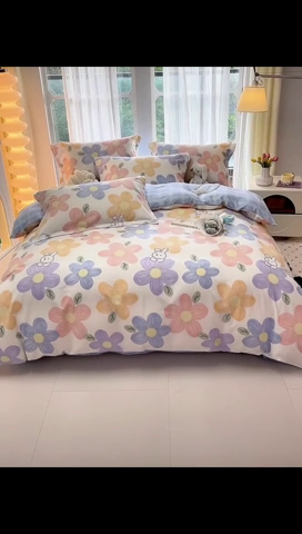 91家纺网 家纺一手货源 找家纺 珂博家纺 2024新款轻柔感全棉印花纯棉四件套花海争名