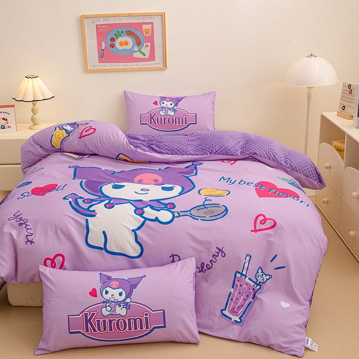 91家纺网 家纺一手货源 找家纺 睡棉坊 2024新款库洛米正版带标可拆洗冬被A版全棉13070B版豆豆绒单被套绒被子 蓝莓库洛米