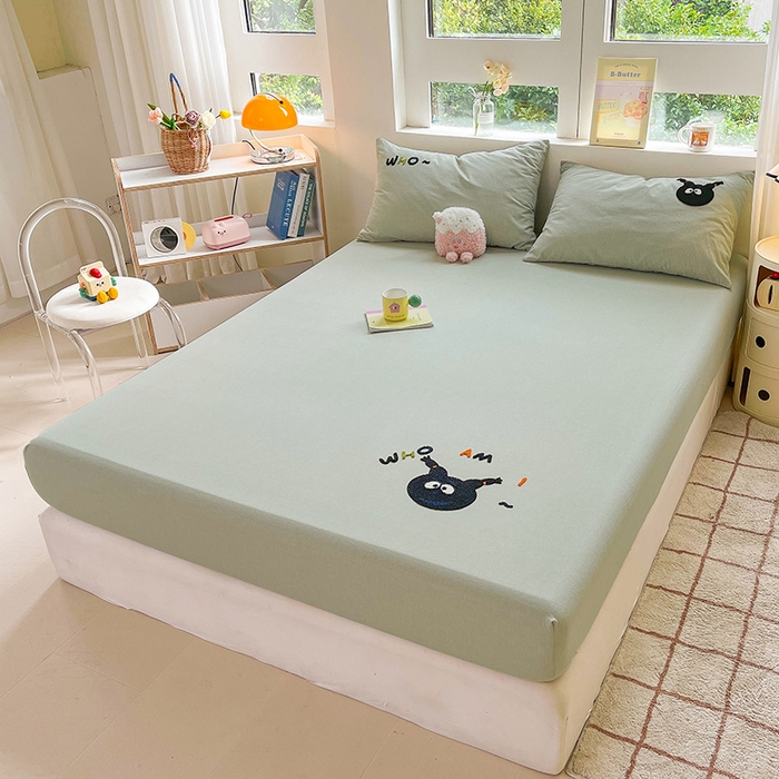 91家纺网 家纺一手货源 找家纺 （总）3C 2024新款全棉色织水洗棉可爱毛巾绣床笠