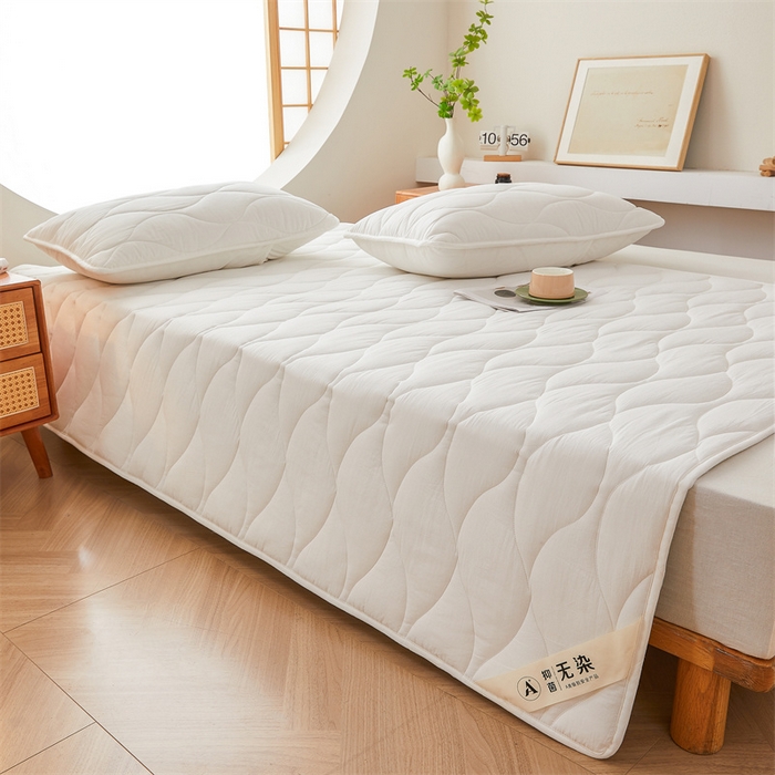 91家纺网 家纺一手货源 找家纺 3C 新款A类无染全棉抑菌棉花夹棉床护垫 无染-云朵白