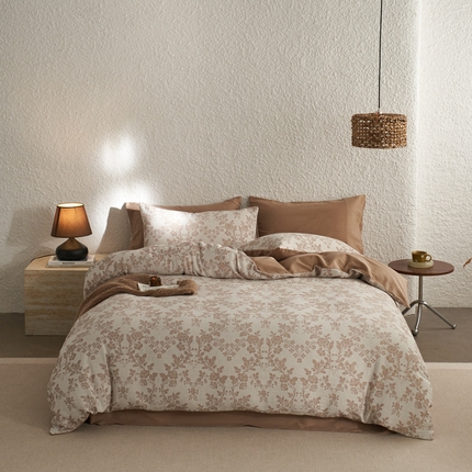 91家纺网 家纺一手货源 找家纺 （总）慕尚家纺 2025新款磨毛提花双层纱四件套