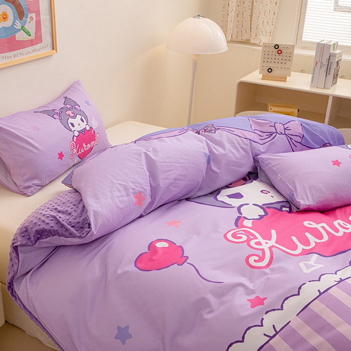 91家纺网 家纺一手货源 找家纺 睡棉坊 2024新款库洛米正版带标可拆洗冬被A版全棉13070B版豆豆绒单被套绒被子 甜心库洛米