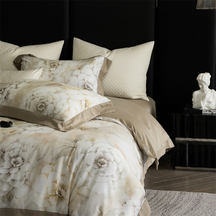 初拾 2024新款60s天丝棉磨毛数码印花四件套 春黛—绿