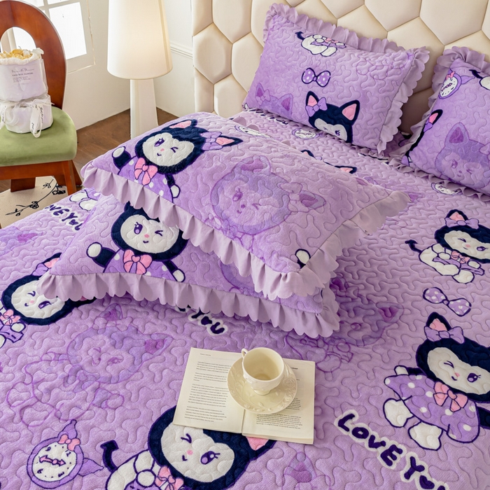 91家纺网 家纺一手货源 找家纺 美莱家纺 2024直播热款加厚秋冬牛奶绒床盖单件床罩床盖四件套 猫小姐