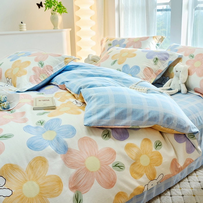 91家纺网 家纺一手货源 找家纺 珂博家纺 2024新款轻柔感全棉印花纯棉四件套花海争名