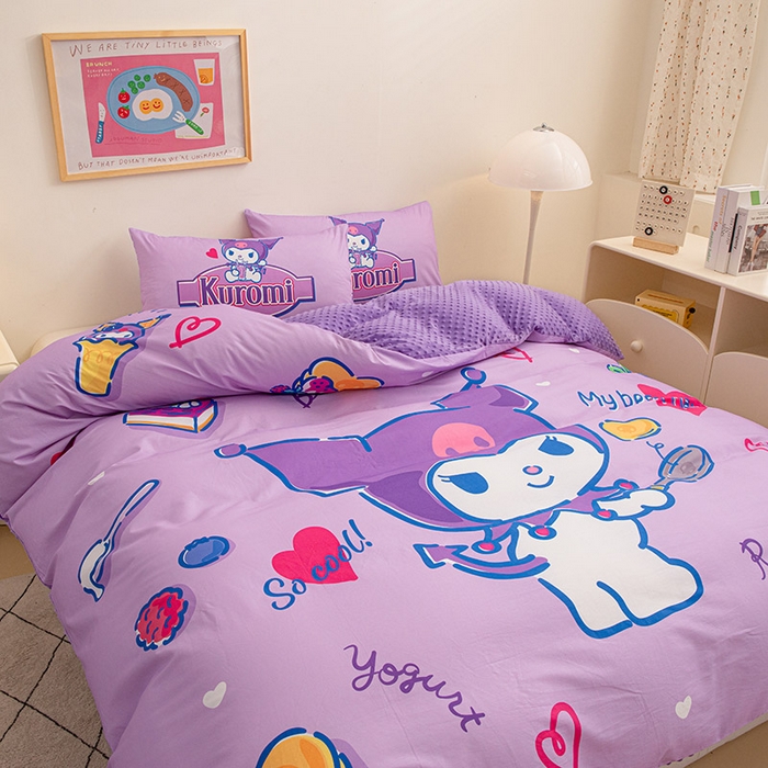 91家纺网 家纺一手货源 找家纺 睡棉坊 2024新款库洛米正版带标可拆洗冬被A版全棉13070B版豆豆绒单被套绒被子 蓝莓库洛米