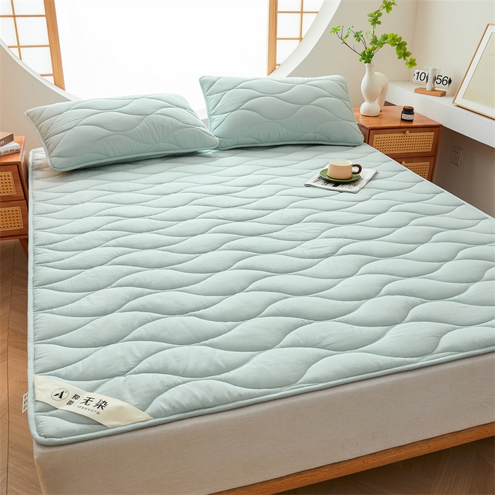 91家纺网 家纺一手货源 找家纺 3C 新款A类无染全棉抑菌棉花夹棉床护垫 无染-天空蓝