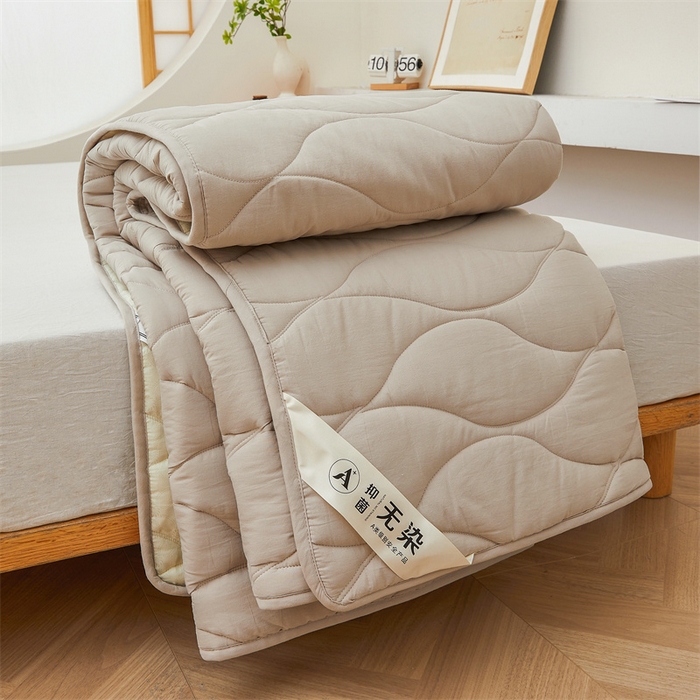 91家纺网 家纺一手货源 找家纺 3C 新款A类无染全棉抑菌棉花夹棉床护垫 无染-浅卡其