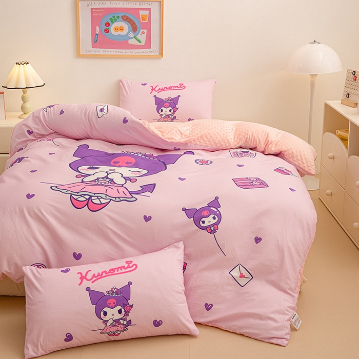 91家纺网 家纺一手货源 找家纺 睡棉坊 2024新款库洛米正版带标可拆洗冬被A版全棉13070B版豆豆绒单被套绒被子 礼盒库洛米