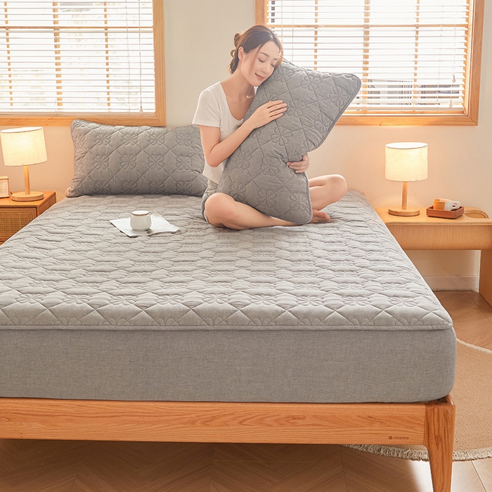 91家纺网 家纺一手货源 找家纺 （总）3C 2024新款全棉水洗棉夹棉床笠-浅语系列