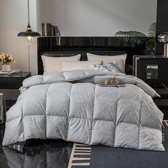 91家纺网 家纺一手货源 找家纺 （总）颐羽达 120支高支大提花羽绒被壳 单层防钻绒鹅绒被羽绒被自充绒羽绒被套