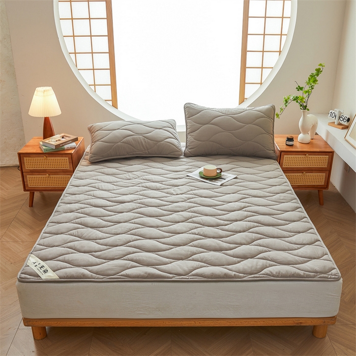 91家纺网 家纺一手货源 找家纺 3C 新款A类无染全棉抑菌棉花夹棉床护垫 无染-岩石灰