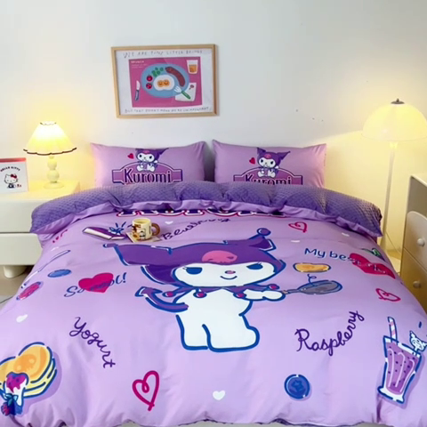 91家纺网 家纺一手货源 找家纺 睡棉坊 2024新款库洛米正版带标可拆洗冬被A版全棉13070B版豆豆绒单被套绒被子 蓝莓库洛米