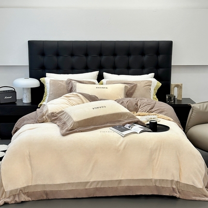 JUICY 橘滋家纺 2024新款280克全消光顶奢牛奶绒四件套-爱丁堡印象 爱丁堡印象-摩卡