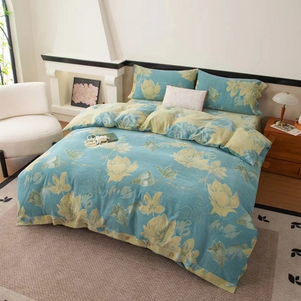 91家纺网 家纺一手货源 找家纺 双层纱家居 2024新款双层纱四件套 梦百合