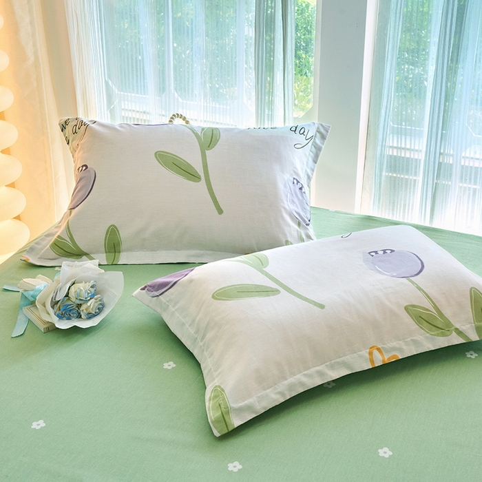 91家纺网 家纺一手货源 找家纺 珂博家纺 2024新款轻柔感全棉印花纯棉四件套 荷韵清幽