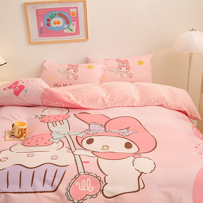 91家纺网 家纺一手货源 找家纺 睡棉坊 2024新款库洛米正版带标可拆洗冬被A版全棉13070B版豆豆绒单被套绒被子 蛋糕美乐蒂