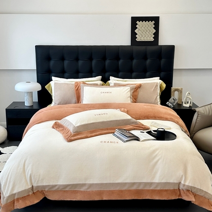 JUICY 橘滋家纺 2024新款280克全消光顶奢牛奶绒四件套-爱丁堡印象 爱丁堡印象-奶橘