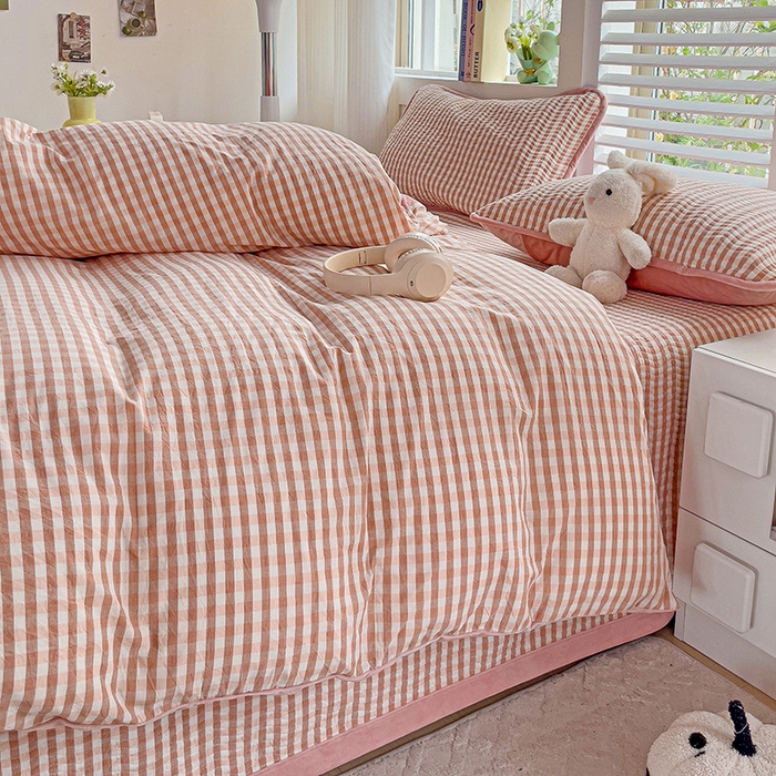 91家纺网 家纺一手货源 找家纺 羽爱家纺 2024新款全棉色织水洗宝宝绒床盖四件套 玉格格