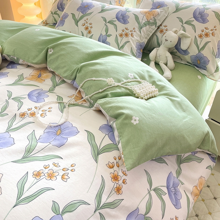 91家纺网 家纺一手货源 找家纺 珂博家纺 2024新款轻柔感全棉印花纯棉四件套芳影轻吟