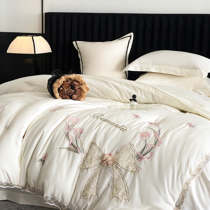 91家纺网 家纺一手货源 找家纺 （总）宅家居 2024新款法式刺绣手工立体钉珠款蚕蛹蛋白冬被芯-花仙子