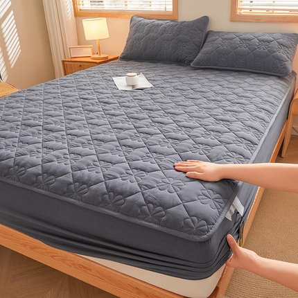 3C 2024新款全棉水洗棉夹棉床笠-浅语系列 浅语-黛灰