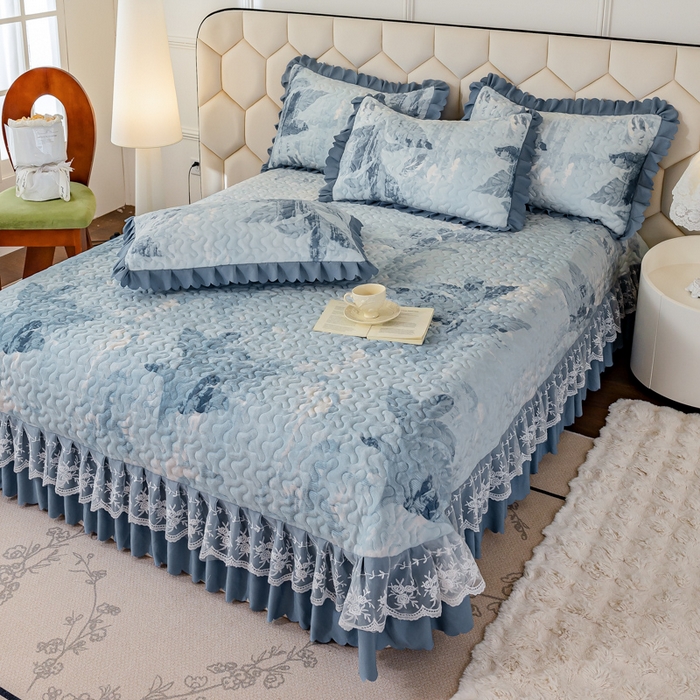 91家纺网 家纺一手货源 找家纺 美莱家纺 2024直播热款加厚秋冬牛奶绒床盖单件床罩床盖四件套 一叶知秋