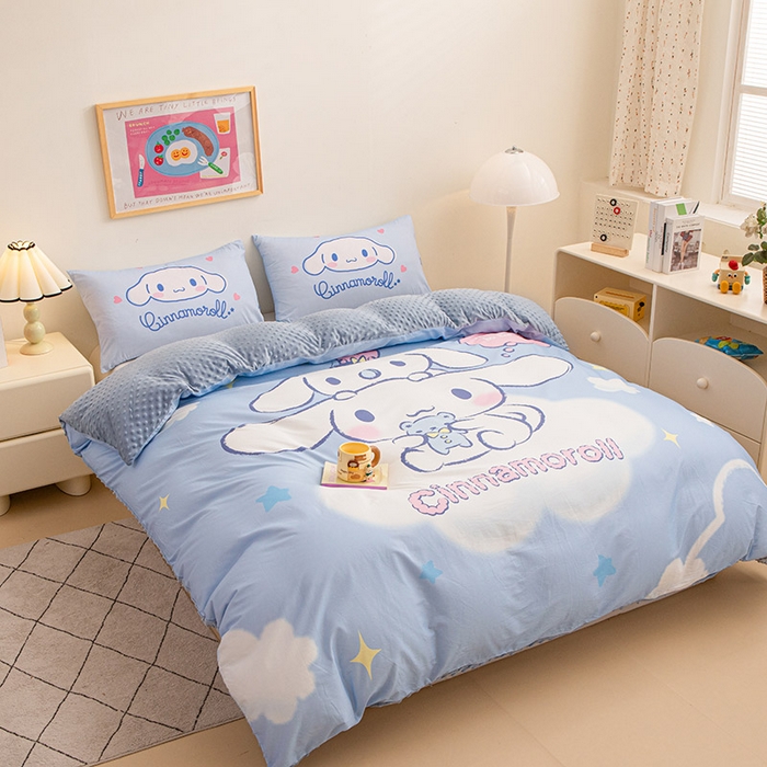 91家纺网 家纺一手货源 找家纺 睡棉坊 2024新款库洛米正版带标可拆洗冬被A版全棉13070B版豆豆绒单被套绒被子 云朵玉桂狗