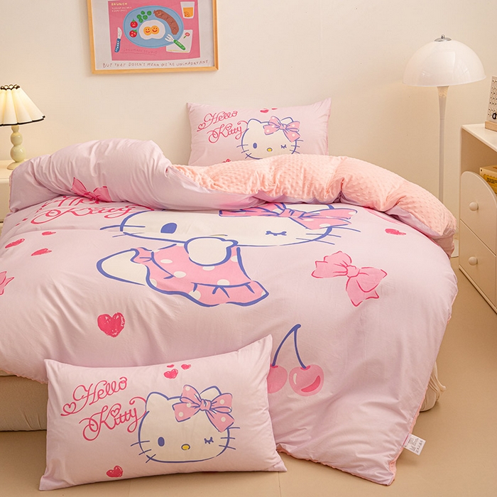 91家纺网 家纺一手货源 找家纺 睡棉坊 2024新款库洛米正版带标可拆洗冬被A版全棉13070B版豆豆绒单被套绒被子 甜心凯蒂