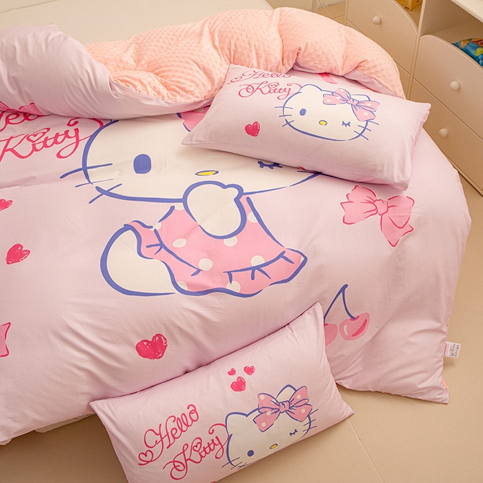 91家纺网 家纺一手货源 找家纺 睡棉坊 2024新款库洛米正版带标可拆洗冬被A版全棉13070B版豆豆绒单被套绒被子 甜心凯蒂