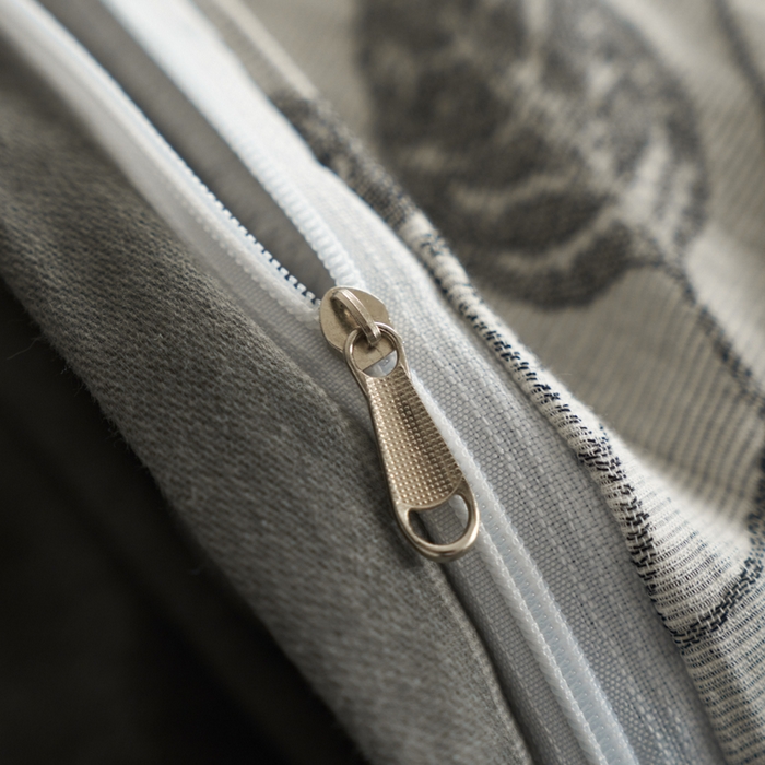 91家纺网 家纺一手货源 找家纺 慕尚家纺 2025新款磨毛提花双层纱四件套 叶韵灰