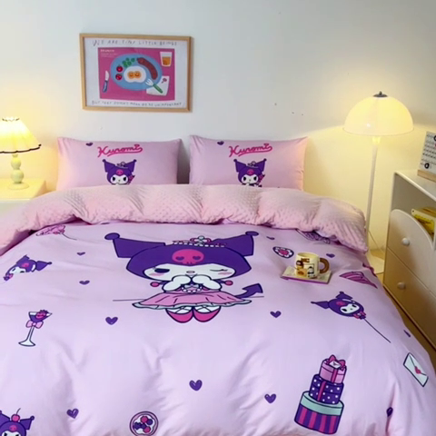 91家纺网 家纺一手货源 找家纺 睡棉坊 2024新款库洛米正版带标可拆洗冬被A版全棉13070B版豆豆绒单被套绒被子 礼盒库洛米