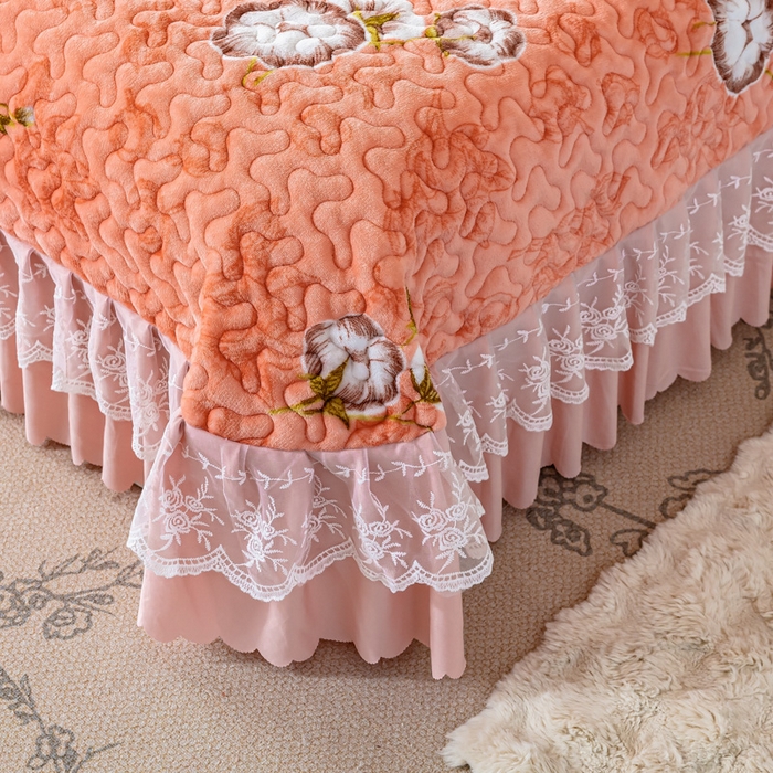 91家纺网 家纺一手货源 找家纺 美莱家纺 2024直播热款加厚秋冬牛奶绒床盖单件床罩床盖四件套 木棉花