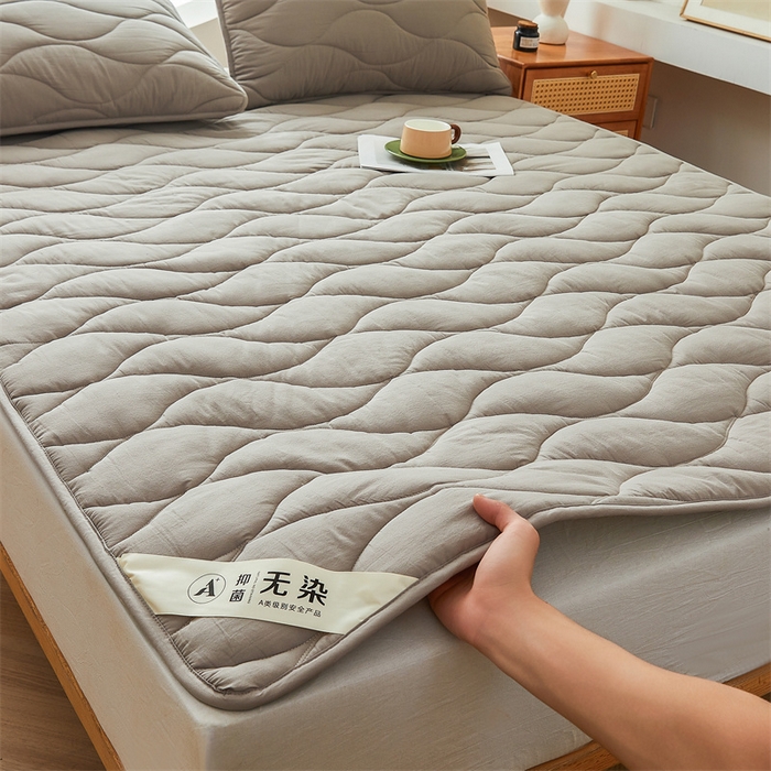 91家纺网 家纺一手货源 找家纺 3C 新款A类无染全棉抑菌棉花夹棉床护垫 无染-岩石灰